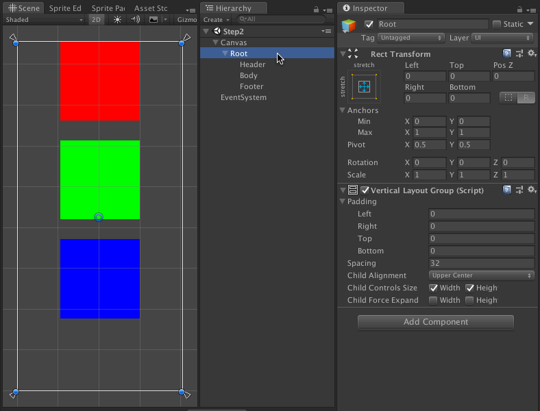 Layout Elementを使ってCanvas全体を要素で埋める様子